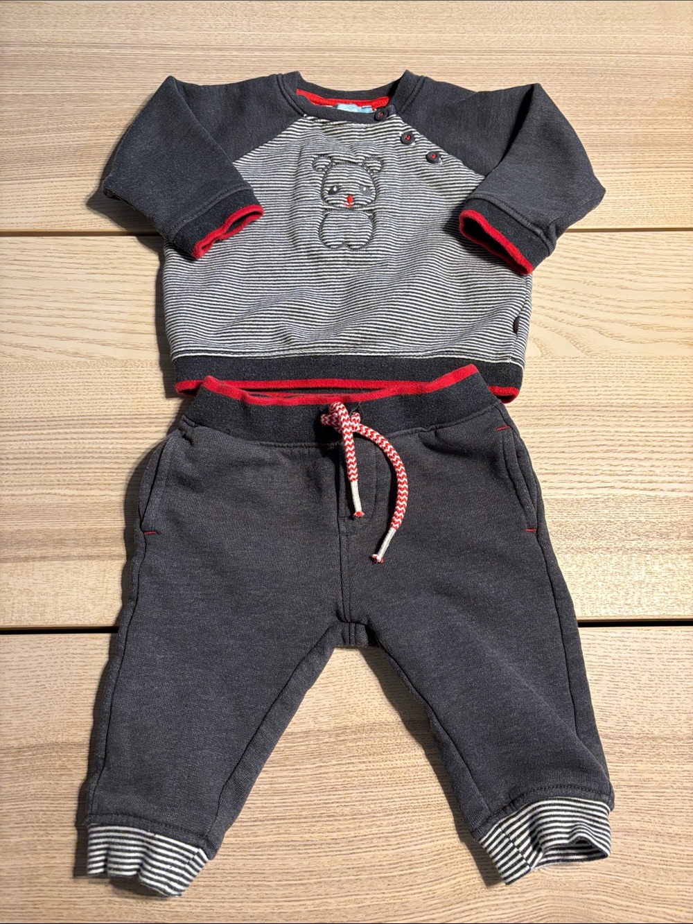 Baby Gray Sweatpants with Red Trim - Cozy Kids Joggers